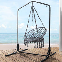 Thumbnail for Gardeon Outdoor Hammock Chair with Stand Cotton Swing Relax Hanging 124CM Grey - Outdoor Immersion
