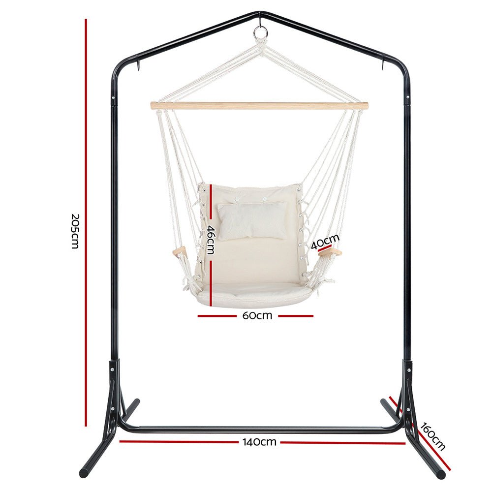 Gardeon Outdoor Hammock Chair with Stand Swing Hanging Hammock Garden Cream - Outdoor Immersion