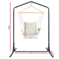 Thumbnail for Gardeon Outdoor Hammock Chair with Stand Swing Hanging Hammock Garden Cream - Outdoor Immersion