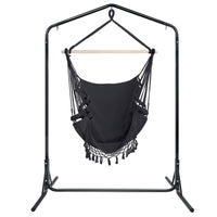 Thumbnail for Gardeon Outdoor Hammock Chair with Stand Tassel Hanging Rope Hammocks Grey - Outdoor Immersion