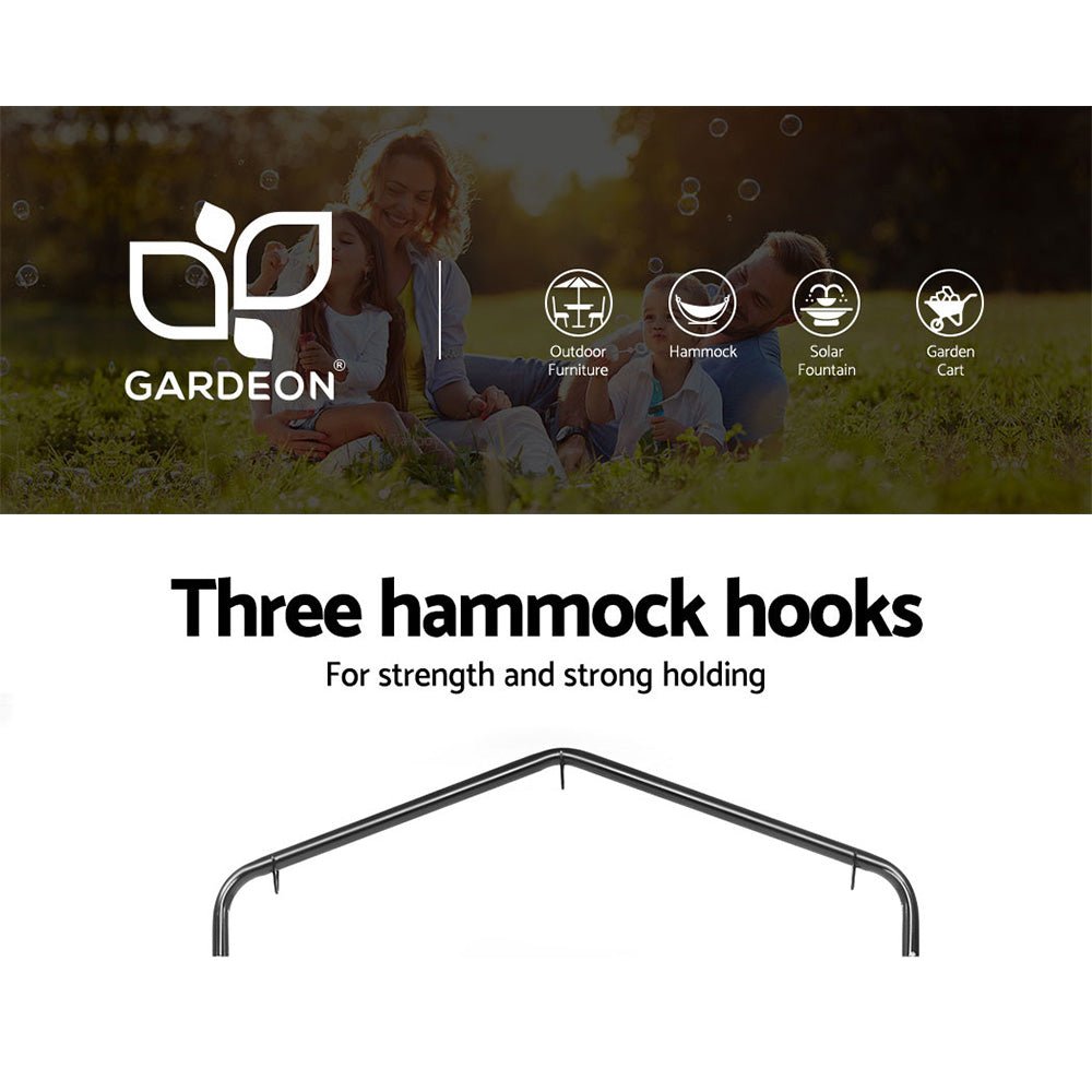 Gardeon Outdoor Hammock Chair with Stand Tassel Hanging Rope Hammocks Grey - Outdoor Immersion