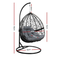 Thumbnail for Gardeon Outdoor Hanging Swing Chair - Black - Outdoor Immersion