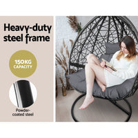 Thumbnail for Gardeon Outdoor Hanging Swing Chair - Black - Outdoor Immersion