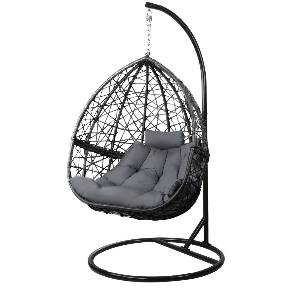 Gardeon Outdoor Hanging Swing Chair - Black - Outdoor Immersion