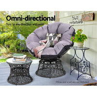 Thumbnail for Gardeon Outdoor Lounge Setting Papasan Chairs Table Patio Furniture Wicker Black - Outdoor Immersion