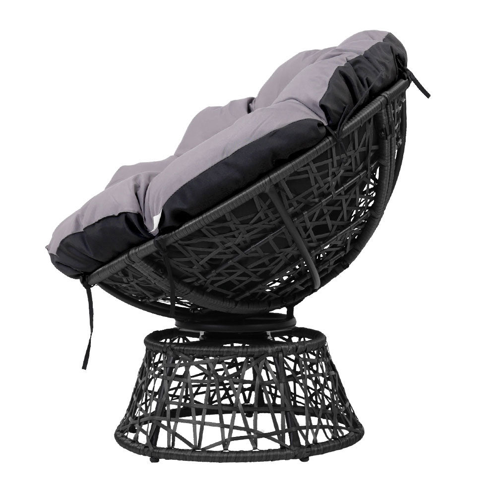 Gardeon Outdoor Lounge Setting Papasan Chairs Table Patio Furniture Wicker Black - Outdoor Immersion