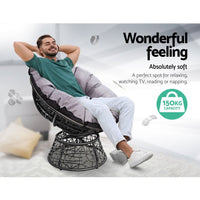 Thumbnail for Gardeon Outdoor Lounge Setting Papasan Chairs Table Patio Furniture Wicker Black - Outdoor Immersion