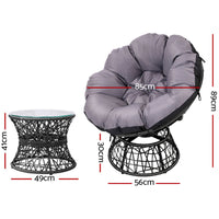 Thumbnail for Gardeon Outdoor Lounge Setting Papasan Chairs Table Patio Furniture Wicker Black - Outdoor Immersion