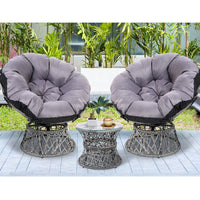 Thumbnail for Gardeon Outdoor Lounge Setting Papasan Chairs Table Patio Furniture Wicker Grey - Outdoor Immersion