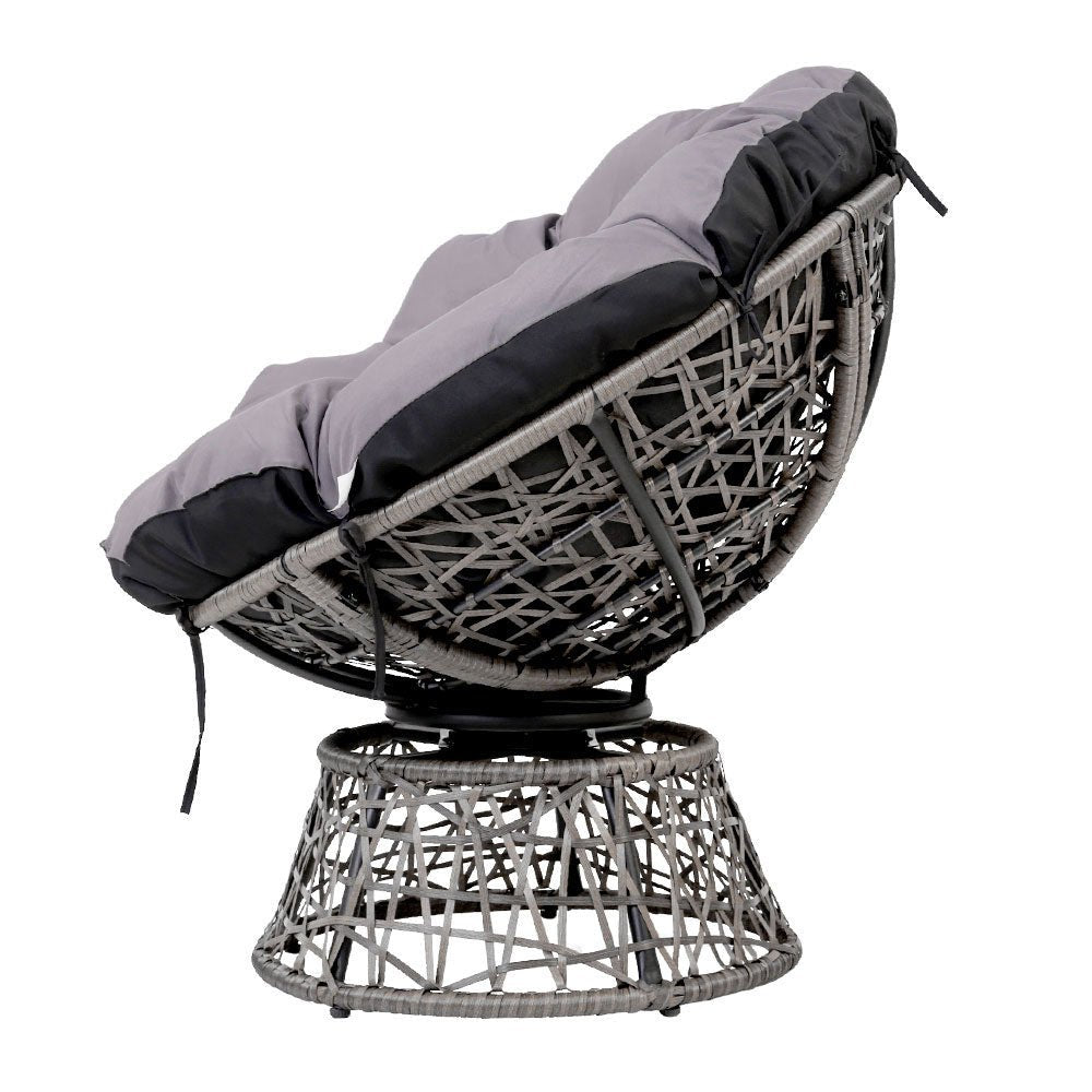 Gardeon Outdoor Lounge Setting Papasan Chairs Table Patio Furniture Wicker Grey - Outdoor Immersion