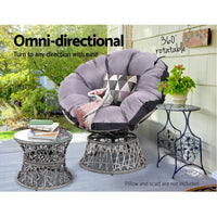 Thumbnail for Gardeon Outdoor Lounge Setting Papasan Chairs Table Patio Furniture Wicker Grey - Outdoor Immersion