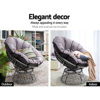 Thumbnail for Gardeon Outdoor Lounge Setting Papasan Chairs Table Patio Furniture Wicker Grey - Outdoor Immersion