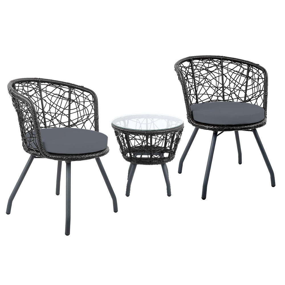 Gardeon Outdoor Patio Chair and Table - Black - Outdoor Immersion