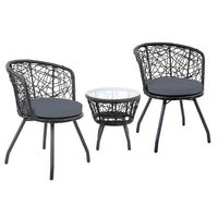 Thumbnail for Gardeon Outdoor Patio Chair and Table - Black - Outdoor Immersion