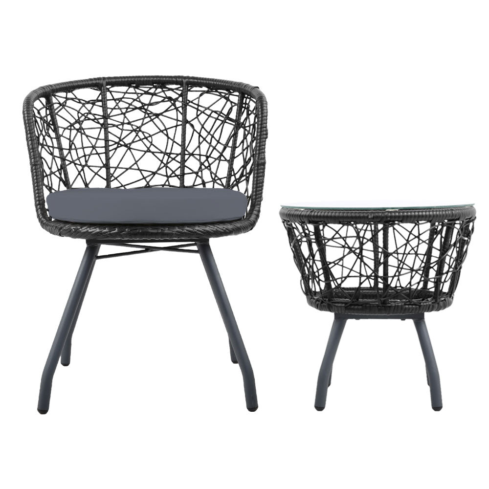 Gardeon Outdoor Patio Chair and Table - Black - Outdoor Immersion