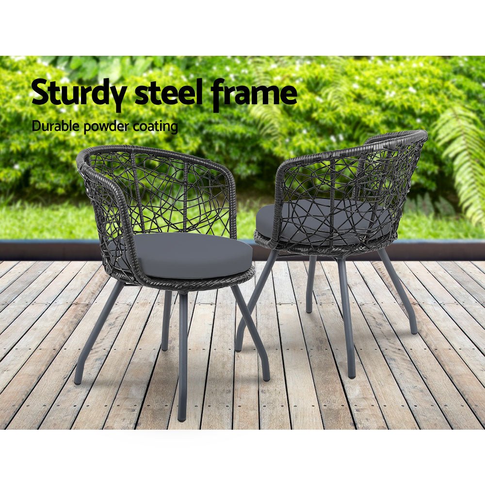 Gardeon Outdoor Patio Chair and Table - Black - Outdoor Immersion