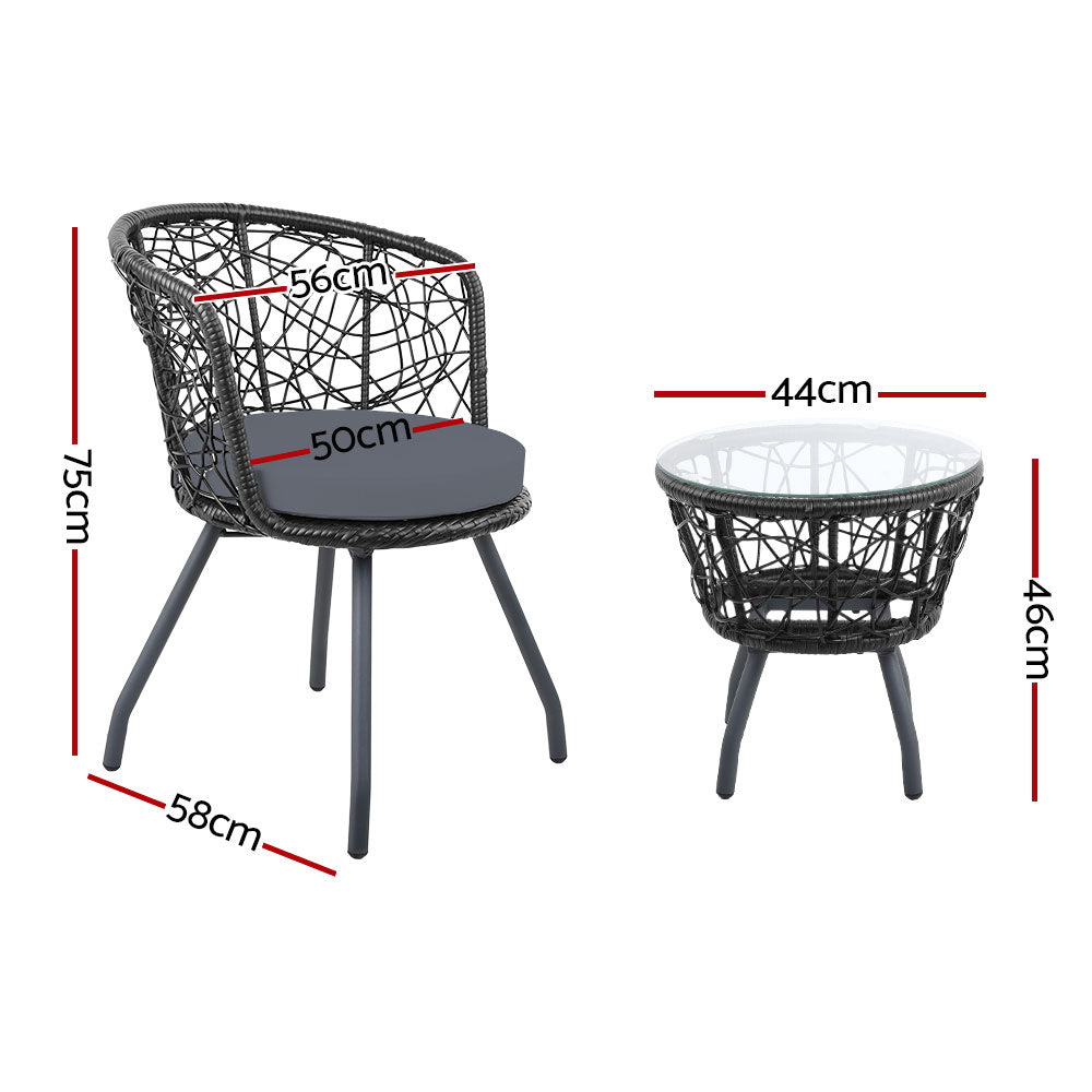 Gardeon Outdoor Patio Chair and Table - Black - Outdoor Immersion