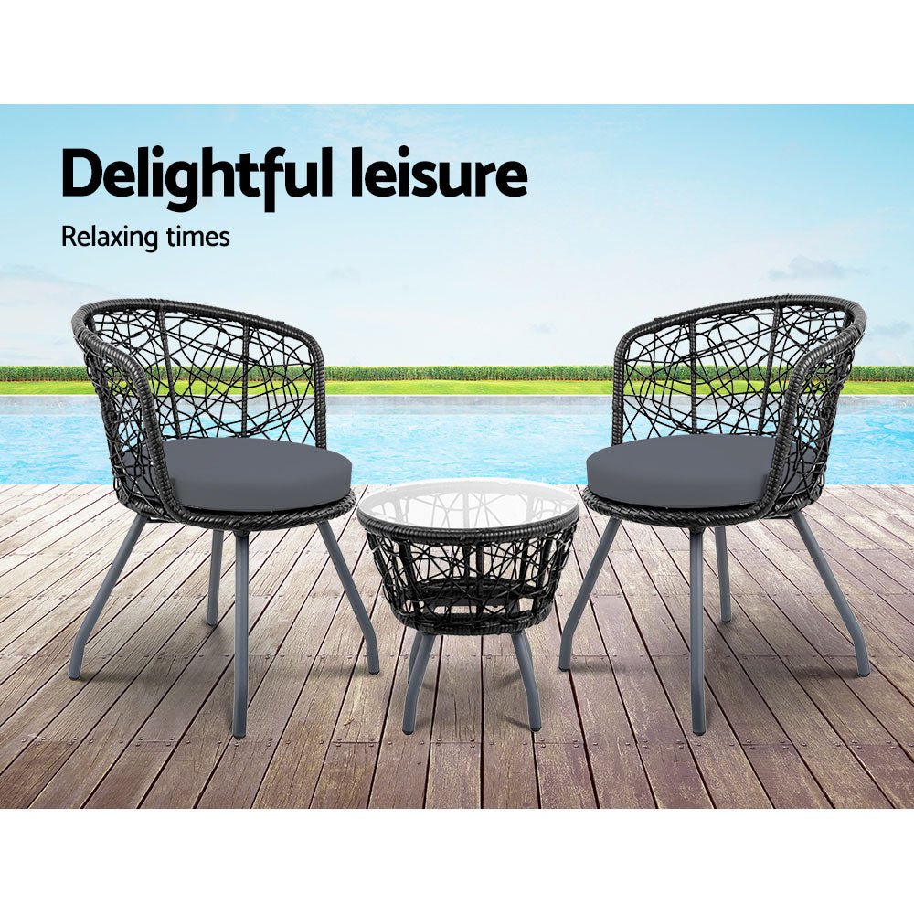 Gardeon Outdoor Patio Chair and Table - Black - Outdoor Immersion