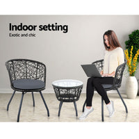 Thumbnail for Gardeon Outdoor Patio Chair and Table - Black - Outdoor Immersion