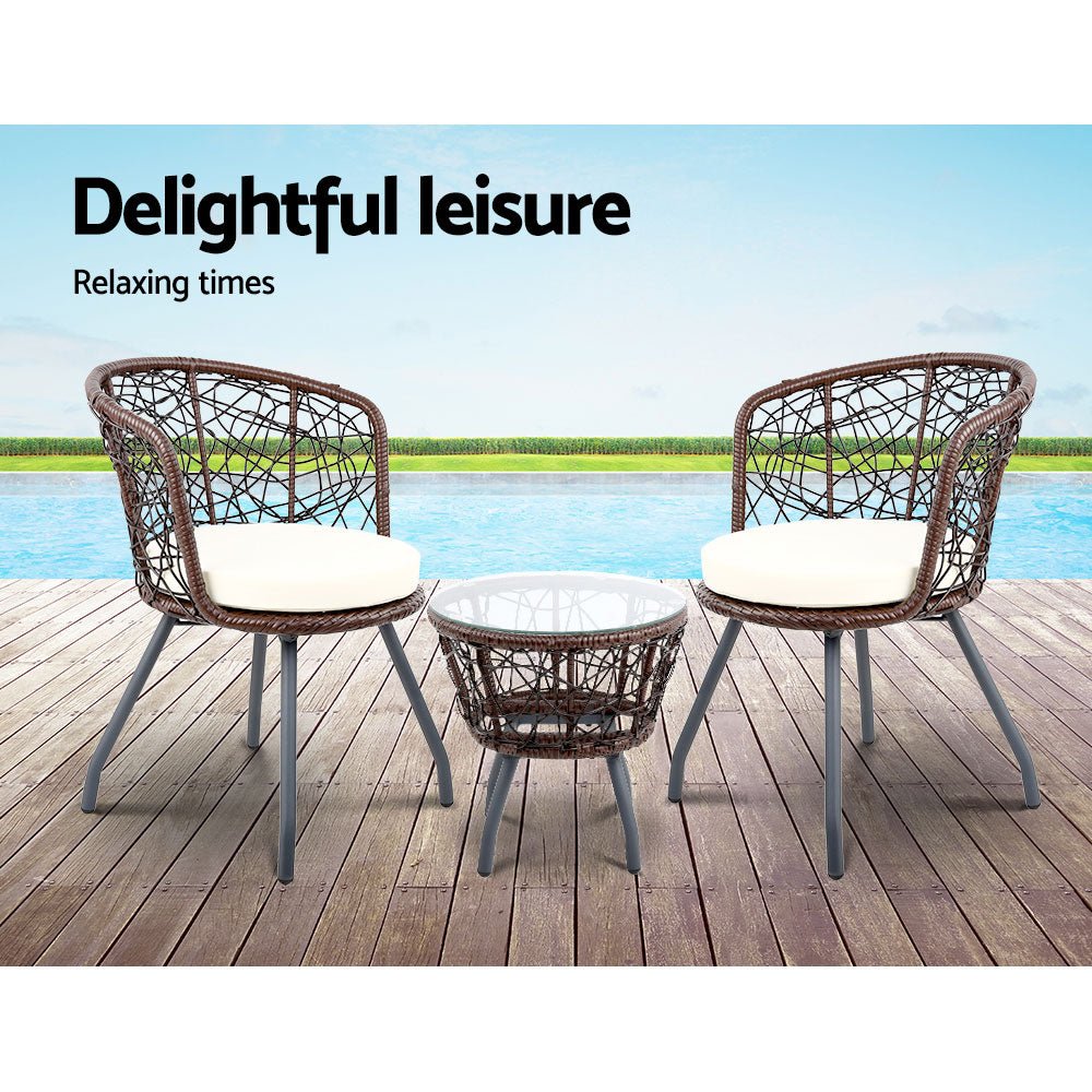 Gardeon Outdoor Patio Chair and Table - Brown - Outdoor Immersion