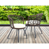 Thumbnail for Gardeon Outdoor Patio Chair and Table - Brown - Outdoor Immersion