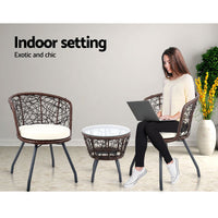 Thumbnail for Gardeon Outdoor Patio Chair and Table - Brown - Outdoor Immersion