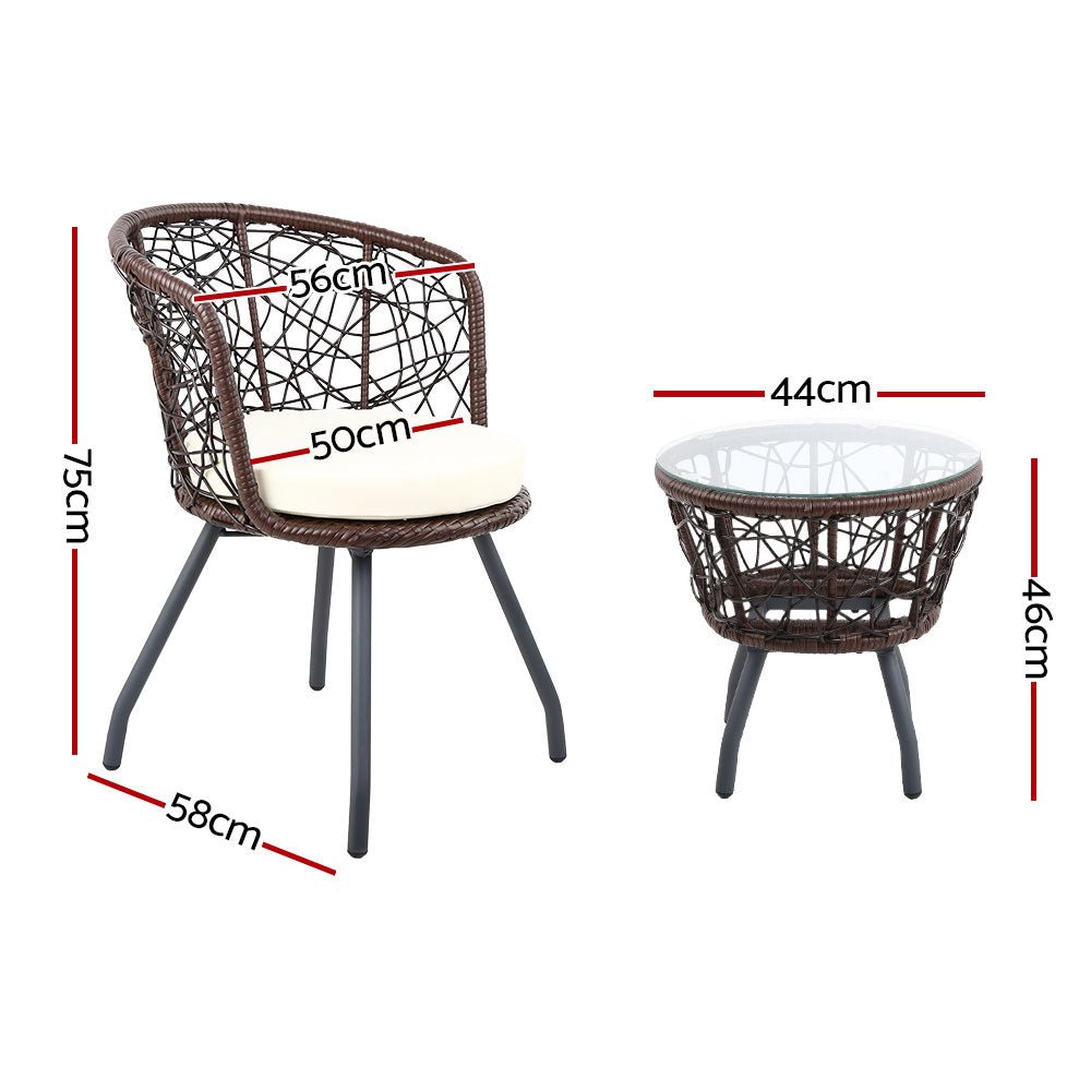 Gardeon Outdoor Patio Chair and Table - Brown - Outdoor Immersion