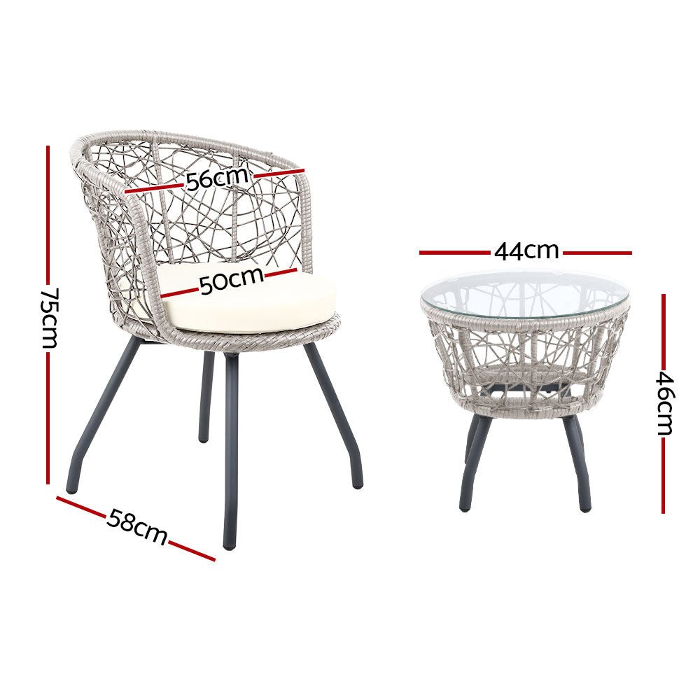 Gardeon Outdoor Patio Chair and Table - Grey - Outdoor Immersion