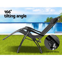 Thumbnail for Gardeon Outdoor Portable Recliner - Black - Outdoor Immersion