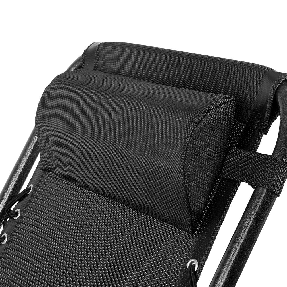 Gardeon Outdoor Portable Recliner - Black - Outdoor Immersion