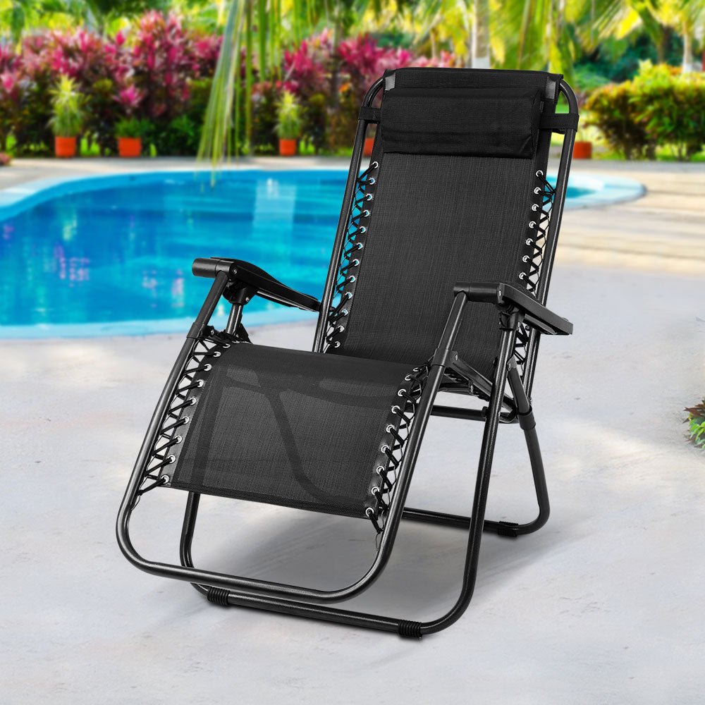 Gardeon Outdoor Portable Recliner - Black - Outdoor Immersion