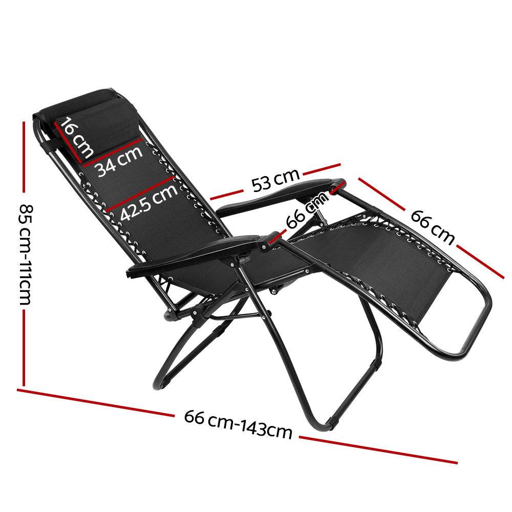 Gardeon Outdoor Portable Recliner - Black - Outdoor Immersion