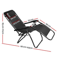 Thumbnail for Gardeon Outdoor Portable Recliner - Black - Outdoor Immersion