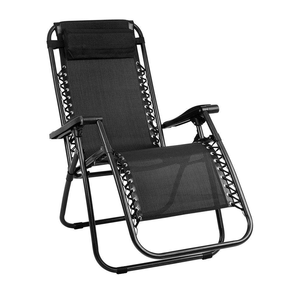 Gardeon Outdoor Portable Recliner - Black - Outdoor Immersion