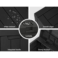 Thumbnail for Gardeon Outdoor Storage Box 118L Container Lockable Indoor Garden Toy Tool Shed Black - Outdoor Immersion