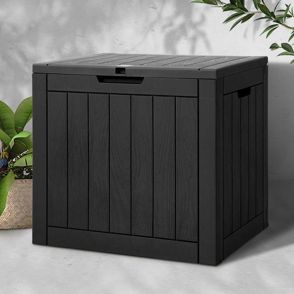 Gardeon Outdoor Storage Box 118L Container Lockable Indoor Garden Toy Tool Shed Black - Outdoor Immersion