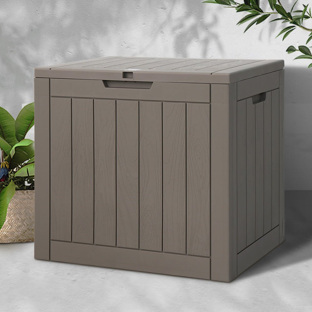 Gardeon Outdoor Storage Box 118L Container Lockable Indoor Garden Toy Tool Shed Grey - Outdoor Immersion