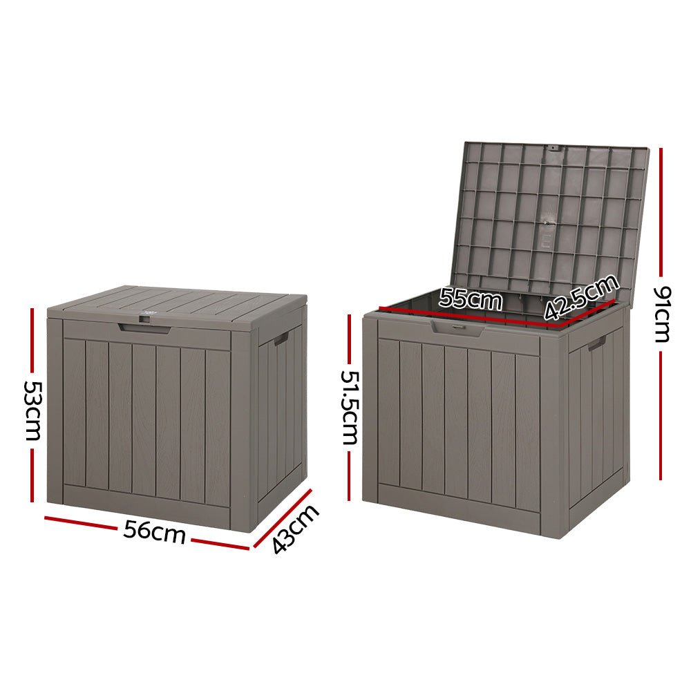 Gardeon Outdoor Storage Box 118L Container Lockable Indoor Garden Toy Tool Shed Grey - Outdoor Immersion