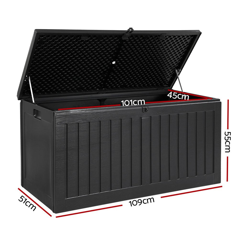 Gardeon Outdoor Storage Box Container Garden Toy Indoor Tool Chest Sheds 270L Black - Outdoor Immersion