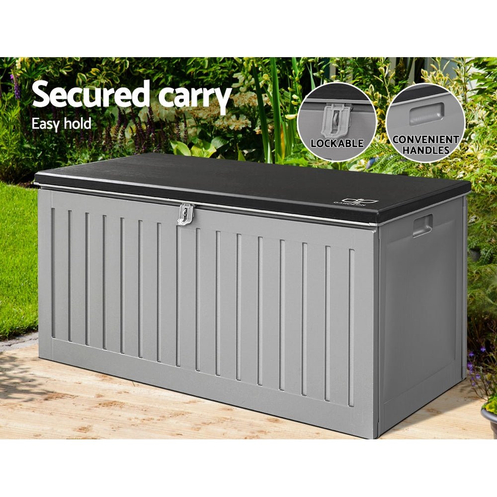 Gardeon Outdoor Storage Box Container Garden Toy Indoor Tool Chest Sheds 270L Dark Grey - Outdoor Immersion