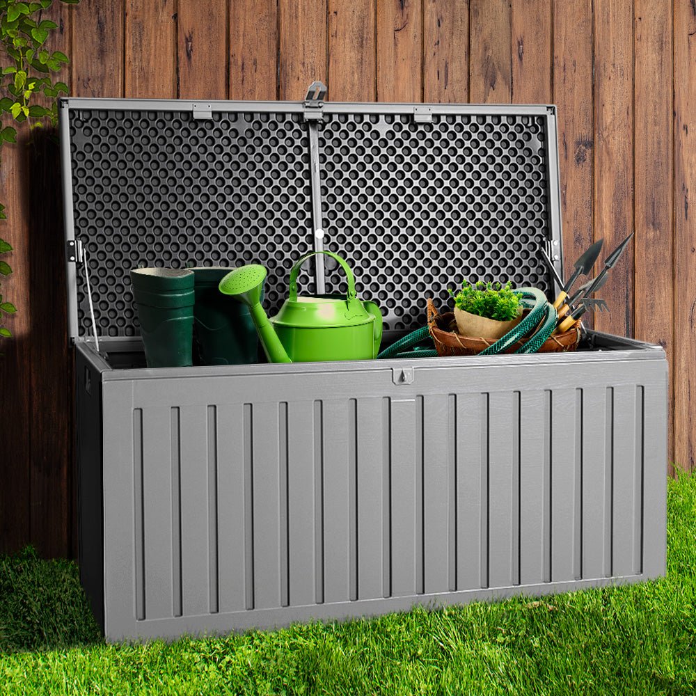 Gardeon Outdoor Storage Box Container Garden Toy Indoor Tool Chest Sheds 270L Dark Grey - Outdoor Immersion