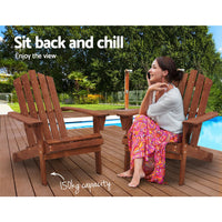 Thumbnail for Gardeon Outdoor Sun Lounge Beach Chairs Table Setting Wooden Adirondack Patio Brown Chair - Outdoor Immersion