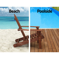 Thumbnail for Gardeon Outdoor Sun Lounge Beach Chairs Table Setting Wooden Adirondack Patio Brown Chair - Outdoor Immersion