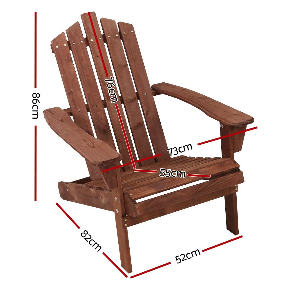 Gardeon Outdoor Sun Lounge Beach Chairs Table Setting Wooden Adirondack Patio Brown Chair - Outdoor Immersion