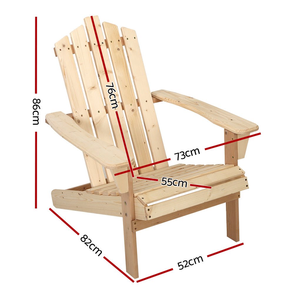 Gardeon Outdoor Sun Lounge Beach Chairs Table Setting Wooden Adirondack Patio Chair Light Wood Tone - Outdoor Immersion