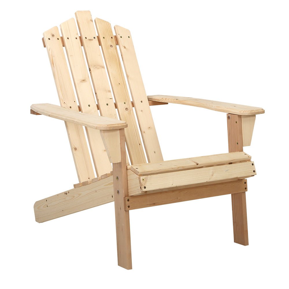 Gardeon Outdoor Sun Lounge Beach Chairs Table Setting Wooden Adirondack Patio Chair Light Wood Tone - Outdoor Immersion