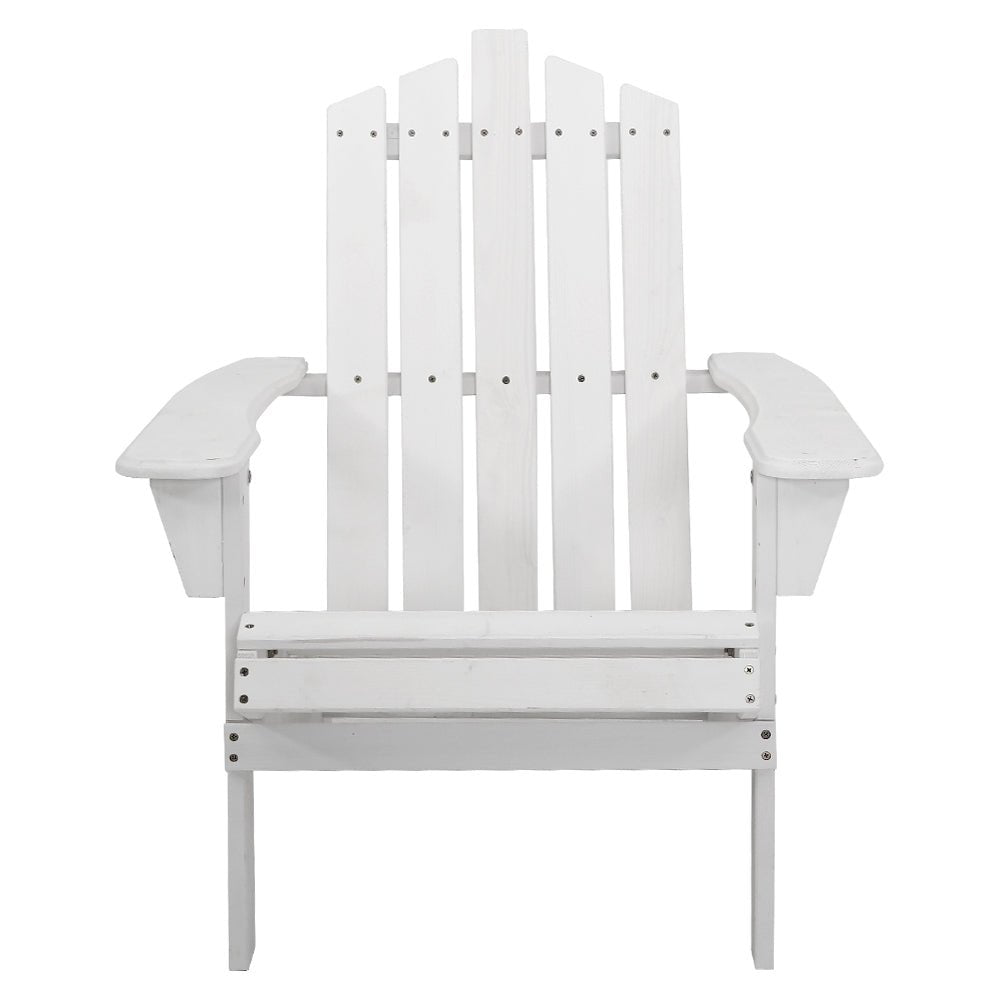 Gardeon Outdoor Sun Lounge Beach Chairs Table Setting Wooden Adirondack Patio - White - Outdoor Immersion