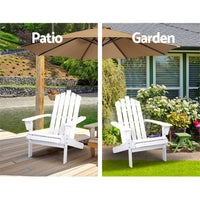 Thumbnail for Gardeon Outdoor Sun Lounge Beach Chairs Table Setting Wooden Adirondack Patio - White - Outdoor Immersion