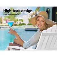 Thumbnail for Gardeon Outdoor Sun Lounge Beach Chairs Table Setting Wooden Adirondack Patio - White - Outdoor Immersion