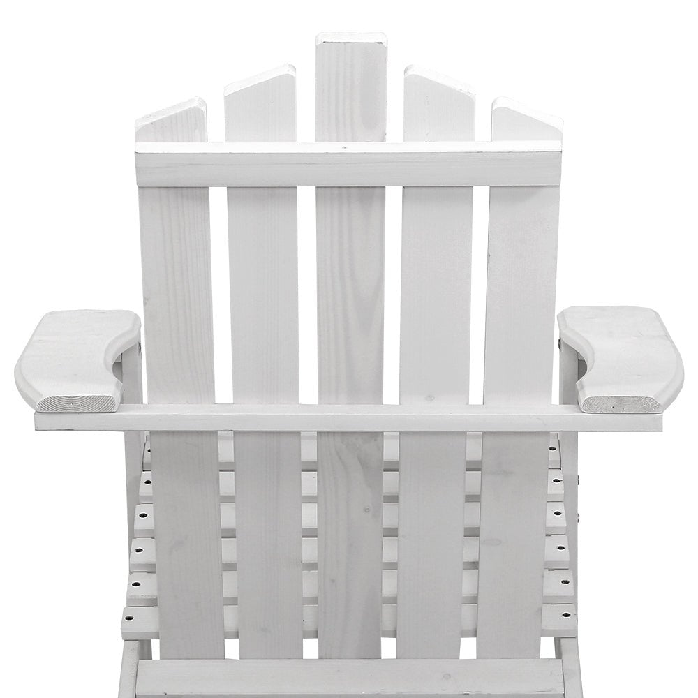 Gardeon Outdoor Sun Lounge Beach Chairs Table Setting Wooden Adirondack Patio - White - Outdoor Immersion